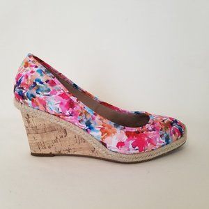 Life Stride Fabric Multi-Colored Floral Wedges, 7M